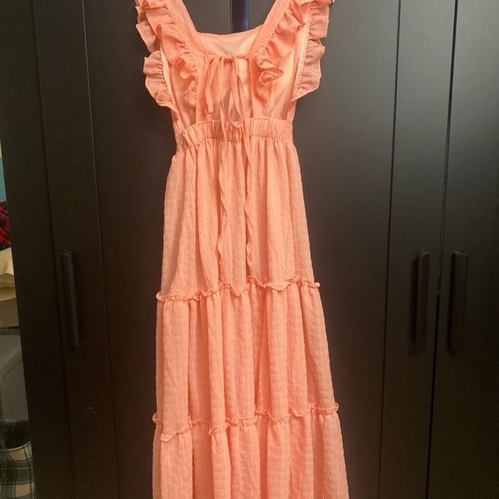 Peach Ruffle Maxi Dress - Picture 2 of 4